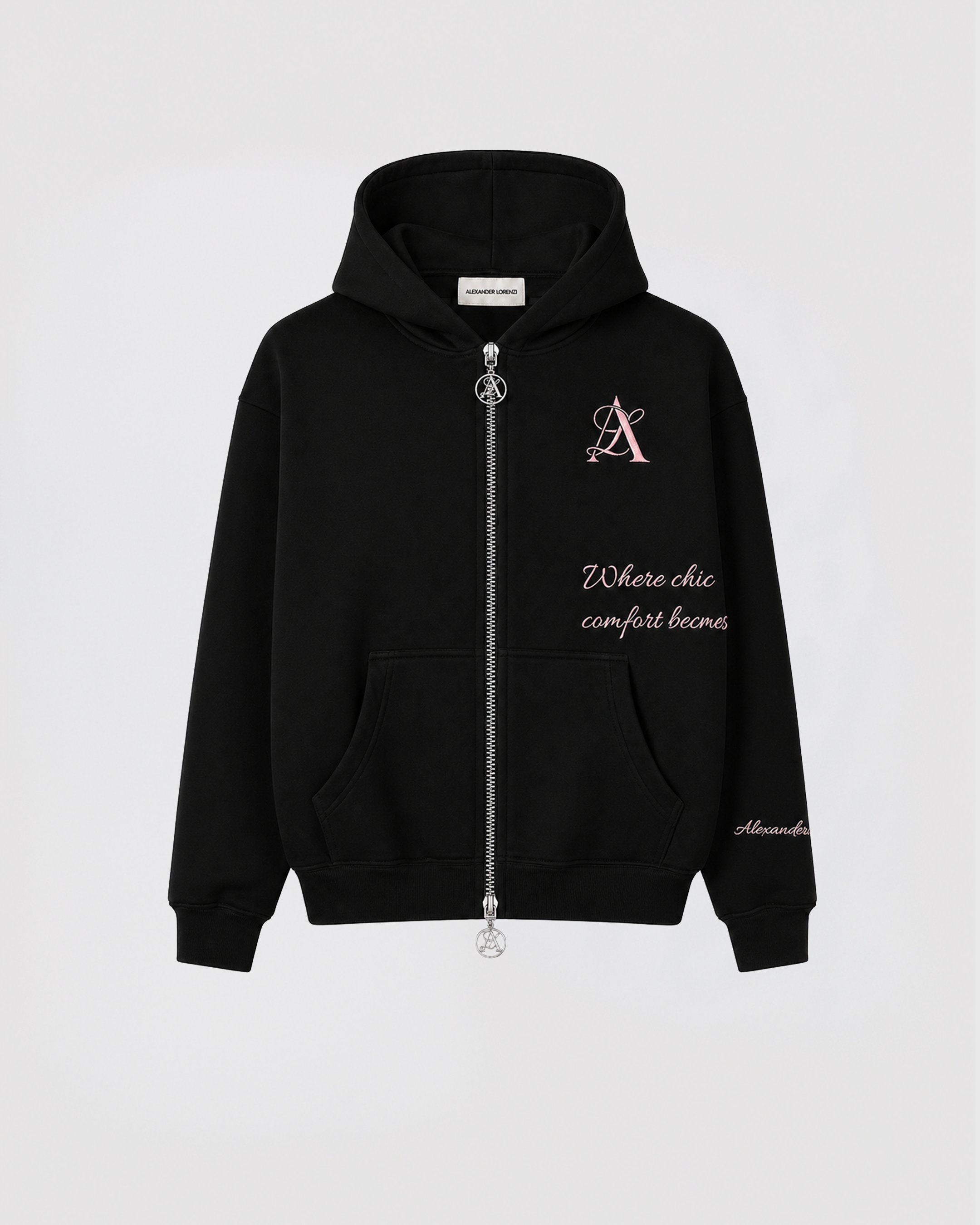 Alexander Lorenzi Signature 26 Zip Hoodie Black Rosa streetwear