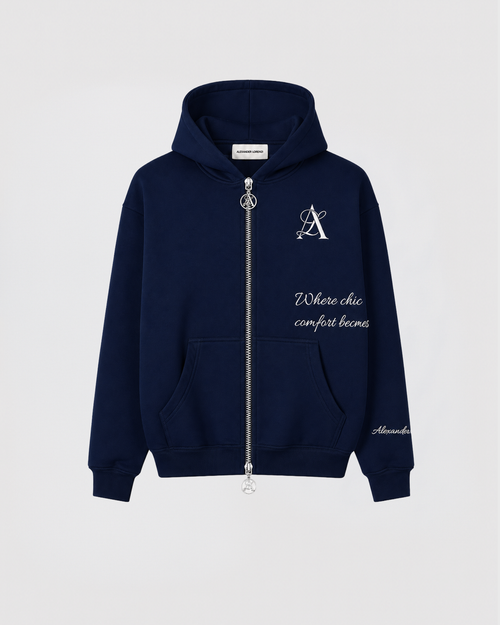 Alexander Lorenzi Signature 26 Zip Hoodie Navy Blue unisex 350gsm