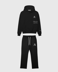 HOODIE & WIDE-LEG PANTS SET BLACK