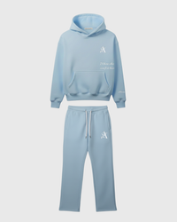 HOODIE & WIDE-LEG PANTS SET BABY BLUE