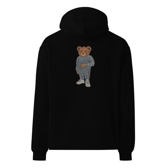 URBAN OVERSIZED TED HOODIE - BLACK